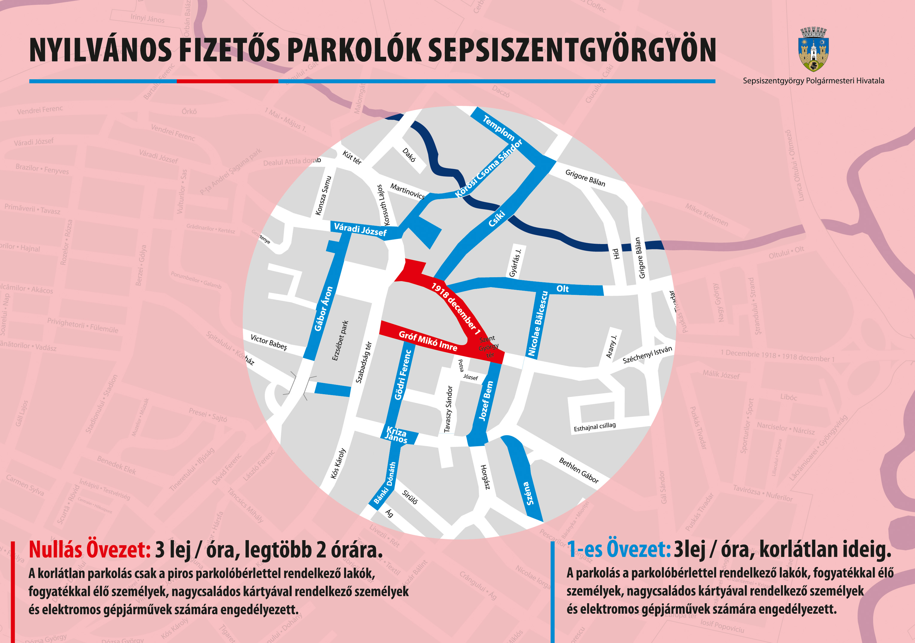 Február 7-től új parkolási szabályok lépnek érvénybe Sepsiszentgyörgy központjában